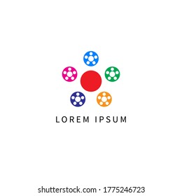 Association icon with circles, unity round symbol, abstract business logo