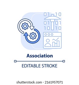 Association light blue concept icon. Data mining technique abstract idea thin line illustration. Market analysis. Isolated outline drawing. Editable stroke. Arial, Myriad Pro-Bold fonts used