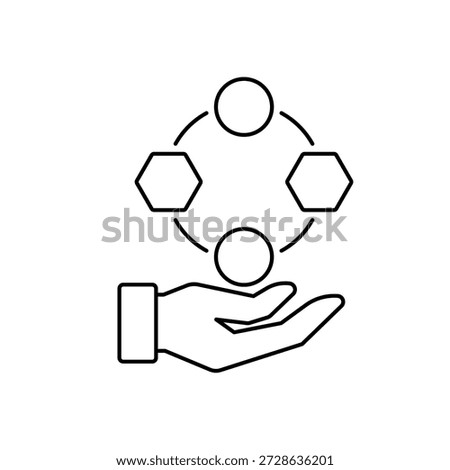 Association network and molecules hand outline editable stroke line drawing eps.