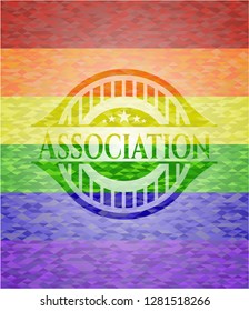 Association on mosaic background with the colors of the LGBT flag