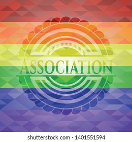 Association on mosaic background with the colors of the LGBT flag