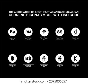 The Association of Southeast Asian Nations (ASEAN) Currency Icon-Symbol, ASEAN Country Currency Sign. Vector Illustration