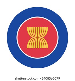 Association of Southeast Asian Nations flag. Button flag icon. Standard color. Circle icon flag. Computer illustration. Digital illustration. Vector illustration.
