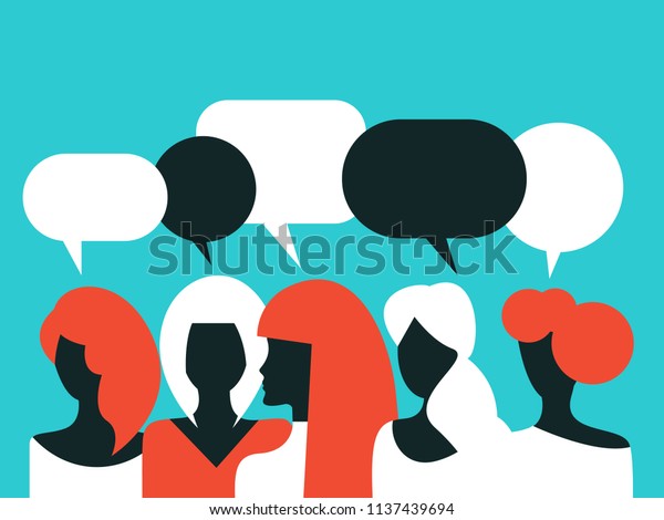 女性 コミュニティ 女性の団結 女の子の話し合い 女の子のおしゃべり バブルテキスト オンラインコミュニケーション 女性の連帯の協会 ベクターイラスト のベクター画像素材 ロイヤリティフリー