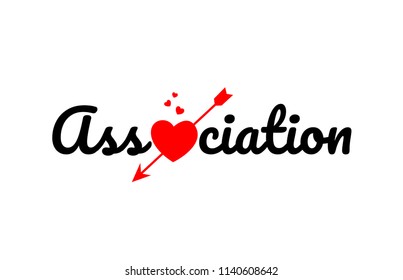 association word text with red broken heart with arrow concept, suitable for logo or typography design