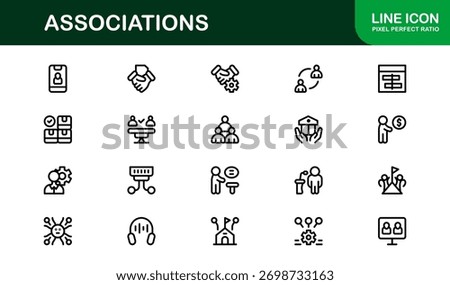 Associations Professional Line Icon Set – Modern Minimal Vector Symbols for Organizations and Networking