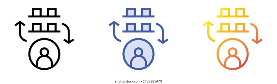 assort icon. Linear, Blue Fill and Gradient Style Design Isolated On White Background