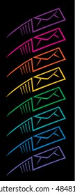 Assorted abstract images of colorful email envelopes