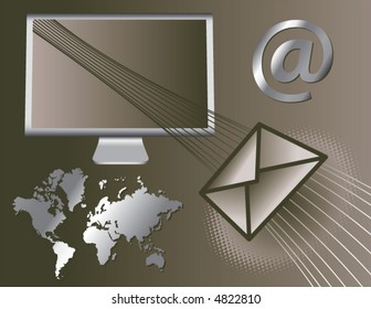 Assorted abstract images of planet earth with a global email theme