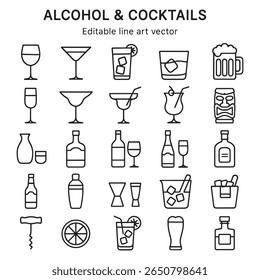 Bebidas alcoólicas sortidas e ferramentas de bar cocktails bebidas