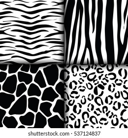 Assorted Animal Print Tiger Giraffe Zebra Leopard Pattern Image Vector Illustration Design 