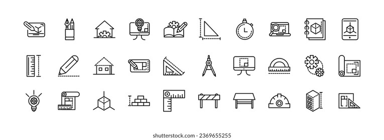 Assorted architecture and construction line icons