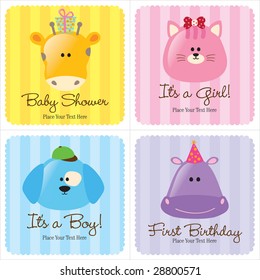 Assorted Baby Cards Set 3 (1- baby shower, 2-birth announcements, 1- first birthday)