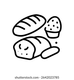 Assorted bakery delights bread cupcake. Icon symbol illustration
