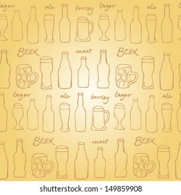 Assorted beer cocktail and alcohol background pattern