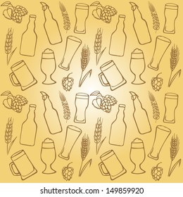 Assorted beer cocktail and alcohol background pattern