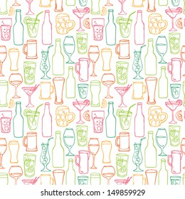 Assorted beer cocktail and alcohol background pattern