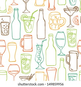 Assorted beer cocktail and alcohol background pattern