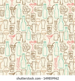 Assorted beer cocktail and alcohol background pattern