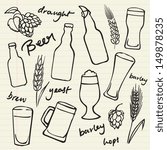 Assorted beer doodle vector illustration