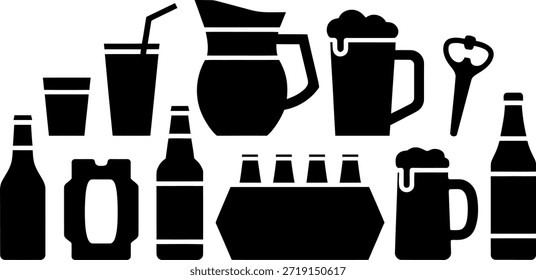 Coleção de ícones de bebidas sortidas para design e ilustração