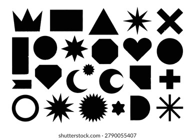 Assorted Black Geometric Shapes And Symbols On A White Background