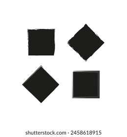 Assorted black squares and diamonds set. Abstract geometric shapes collection. Variety of angles and perspectives. Vector illustration. EPS 10.