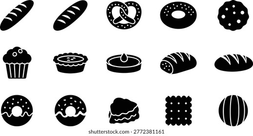 Assorted black and white doodle icons collection on white background