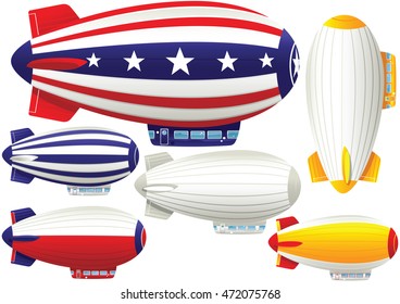 Assorted blimp airships.