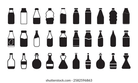 Assorted Bottle Shapes: A Large Vector Set