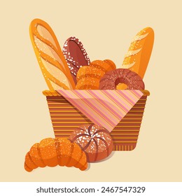 Assorted Bread Basket gradient Illustration