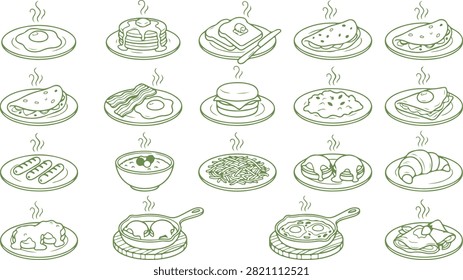Assorted breakfast and brunch dishes illustration