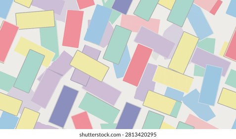 Assorted brightly colored geometric puzzle pieces in a random scattered arrangement