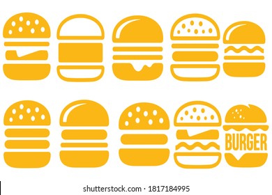 Assorted burger illustrations on transparent background