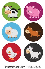 Assorted Cartoon Farm Animals (VECTOR)