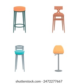 Assorted chairs collection illustration for furniture design on isolated white background. Showcasing a variety of seating options for interior home decor in a modern. Minimal. And contemporary style