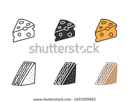Assorted Cheese and Sandwich Icons Set