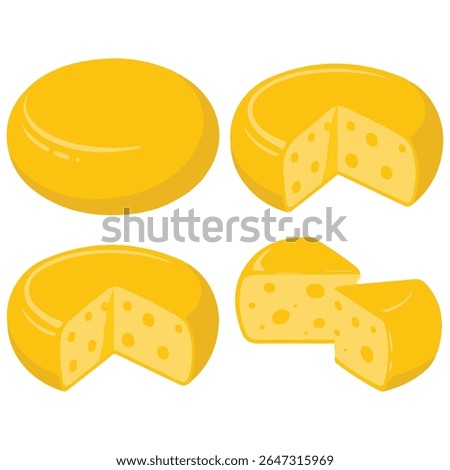 Assorted cheese wheels on white background isolated