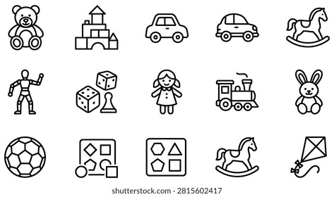 Assorted children's toys and playtime activity icons with playtime, children