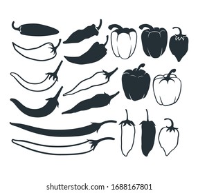 assorted chilli pepper vector graphic design illustration template