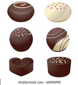 Assorted chocolate candies on a isolated  background,vector