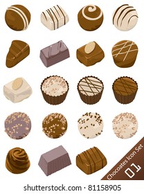 Assorted chocolate candies vector icon