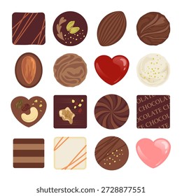 Assorted Chocolate Isolated Illustration Set Vector