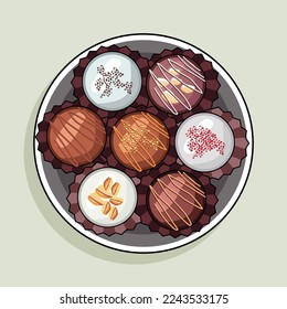 Assorted chocolate and sweets ,Vector Illustration.