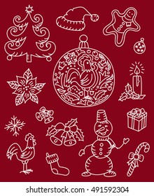 Assorted Christmas Icons doodle vector