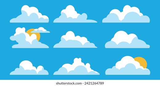 assorted cloud illustrations in flat design style. suitable for infographics, flyers,
social media promos etc