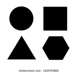 assorted colored square ,triangle, circle and hexagon on white background. flat style. Geometric icon for your web site design, logo, app, UI. 

