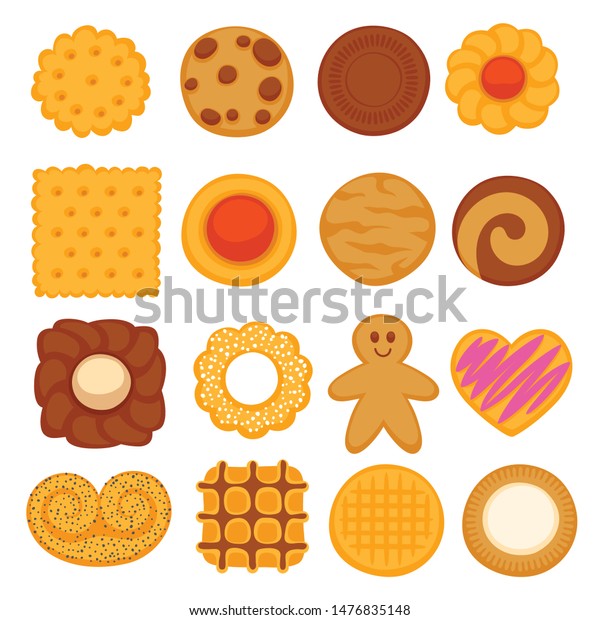 Assorted Colorful Cookies Set Crispy Biscuits Stock Vector (Royalty ...