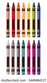 Assorted Colorful Crayons Vector Illustration