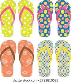 Verschiedene bunte Flip Flop Designs Flip Flops Sandalen